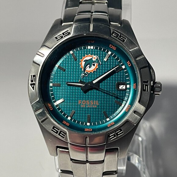 Miami Dolphins NFL Stainless-Steel Men's Watch by Fossil NEW (RARE) - Picture 6 of 7